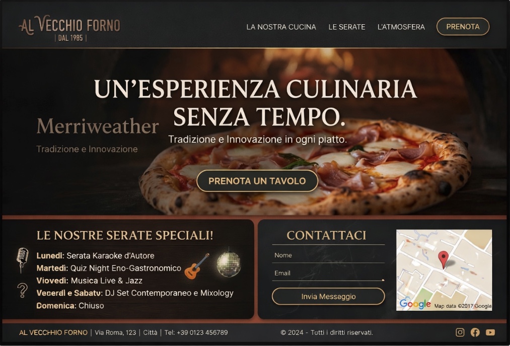 Sito ristorante dopo il restyling